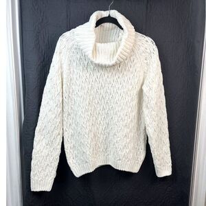 Alexis Taylor Envelop Me Turtleneck Cowl Neck Cable Knit Sweater Chic SZ M:NWOT